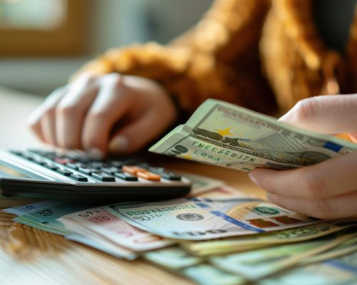 portrait-woman-surrounded-by-money